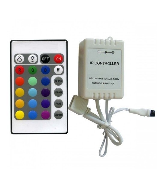 CENTRALINA RGB CONTROLLER IR INFRAROSSI KIT TELECOMANDO PER STRISCE A LED RGB 12