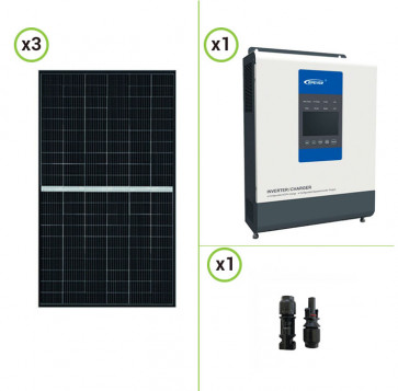Impianto Solare fotovoltaico 1KW Inverter Caricabatterie EPEver 3KW 24V onda pura con regolatore di carica MPPT 60A