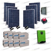 Kit Solare Casa al Mare non Connessa a Rete Enel 5kw 48V + Pannelli 1.5Kw + Batt AGM