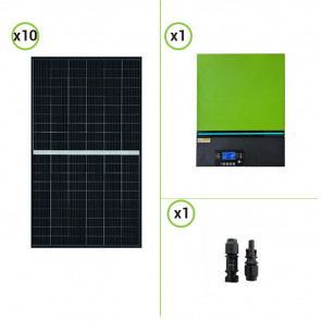 Impianto solare fotovoltaico 3.7KW pannelli monocristallini inverter ibrido onda pura 7.2KW 48V con regolatore di carica doppio MPPT 80A