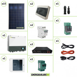 Kit Solare Storage Pannello Policristallino 3360W e Inverter Monofase Growatt SPH3000 con doppio MPPT