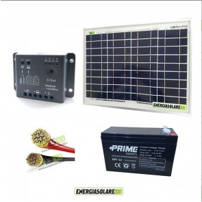 Photovoltaic Solar Kit panel 10W 12V poly Charge controller 5A EPSolar Battery 7Ah cables 2.5mmq RV motorhome lighting home