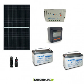 Kit fotovoltaico 24V con Pannello Solare monocristallino 375W Batterie AGM 100Ah Regolatore di carica PWM 20A LS2024B e display MT50