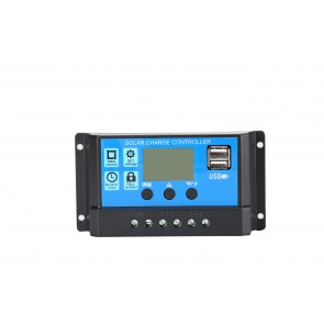 Solar charge controller 10A PWM 12/24V auto timer battery charger solar panel display USB port 36Voc