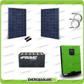 Kit solare fotovoltaico 500W Inverter onda pura Edison50 5000VA 4000W 48V PWM 50A Batterie OPzS 