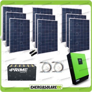 Kit solare fotovoltaico 2.2KW Inverter onda pura Genius 5000VA 4000W 48V MPPT 80A Batterie OPzS