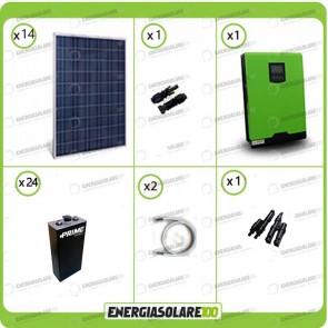 Kit solare fotovoltaico 3.7KW Inverter onda pura Genius 5000VA 4000W 48V MPPT 80A Batterie OPzS 