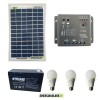 Solar lighting kit panel 5W 12V for 1 hour 3 LED bulbs lamps 7W 12V