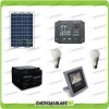 Photovoltaic Solar lighting kit panel 30W 12V with LED flood light and 2 LED bulbs 7W 12V for 4 hour 