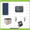 Photovoltaic Solar lighting kit panel 30W 12V with LED flood light and LED bulbs 7W 12V for 5 hours