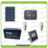 Photovoltaic Solar lighting kit panel 10W 12V with LED flood light and 2 LED bulbs 7W 12V for 1 hour