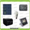Photovoltaic Solar lighting kit 30W panel with 10W LED flood light and 7W 12V LED bulb for 5 hours