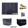 Photovoltaic solar panel kit 50W 12V 24Ah battery and 10m PVC 4mmq cables