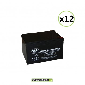 Set 12 Batterie al Litio 12.8V 12Ah UPS Storage Veicoli Elettrici Inverter Illuminazione