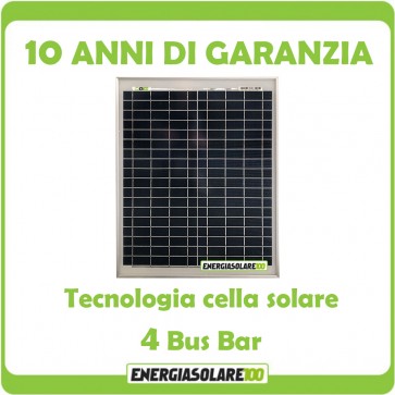 Pannello Solare Fotovoltaico 20W Policristallino Serie EJ Camper Nautica