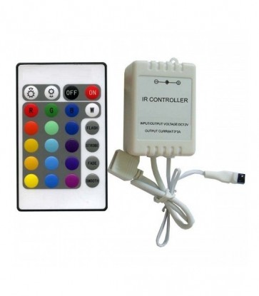 CENTRALINA CONTROLLORE STRISCE LED RGB TELECOMANDO 24 TASTI IR INFRAROSSI 12/24 DC