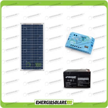 Kit Solare Fotovoltaico Campeggio Scout 30W 12V 12Ah alimentare Cellulare Luce e Stereo
