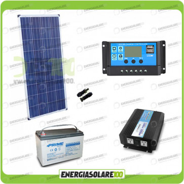 Kit baita pannello solare 150W 12V inverter onda pura 1000W batteria AGM 100Ah