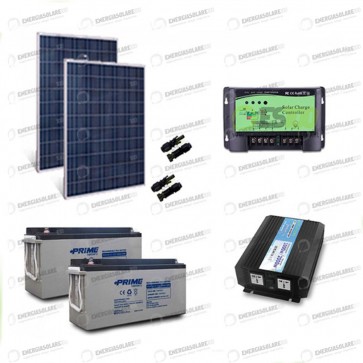 Kit baita pannello solare 500W 24V inverter onda pura 1000W 24V 2 batterie AGM 150Ah regolatore NVsolar