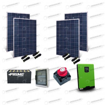 Kit Solare Casa al Mare non Connessa a Rete Enel 3kw 24V Pannelli Solari 1KW Batt OPzS 