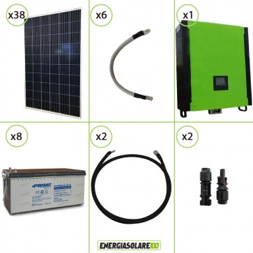 Kit solare fotovoltaico 10KW Inverter onda pura Infinity 10Kw 48V regolatore MPPT 15Kw 900Vdc Batterie AGM