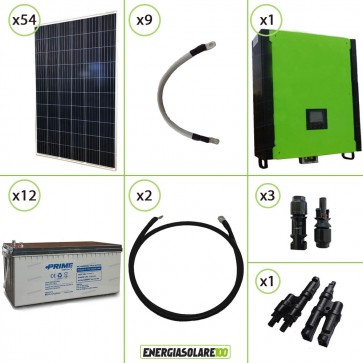 Kit solare fotovoltaico 15KW Inverter onda pura Infinity 10Kw 48V regolatore MPPT 15Kw 900Vdc Batterie AGM