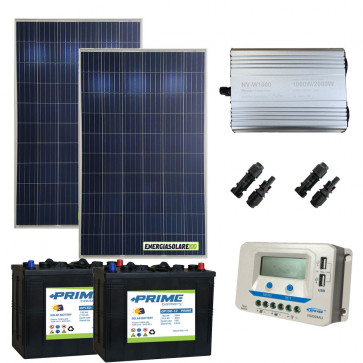 Kit baita pannello solare 500W 24V inverter onda modificata 1000W 24V 2 batterie AGM 150Ah regolatore NVsolar