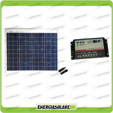 Kit Camper pannello solare 50W regolatore di carica doppia batteria REGDUO