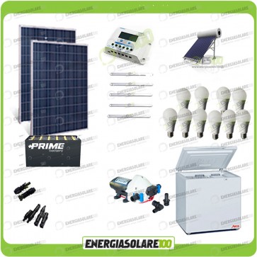 Kit Solare Fotovoltaico isolati dalla Civiltà 500W x Luci Frigo incluso Pompa Acqua Calda 