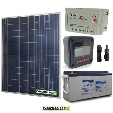 Kit Starter Plus Pannello Solare 200W 12V Batteria Agm 150Ah  Regolatore PWM 20A LS2024B e Display MT-50