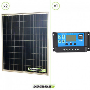 Kit Solare Fotovoltaico 160W 24V Regolatore PWM 10A Chalet  Baita Casa Illuminazione