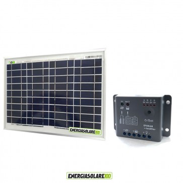 Kit Solare Fotovoltaico 10W 12V Regolatore PWM 5A Epsolar Camper Casa Nautica Illuminazione
