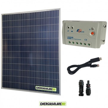 Kit solare fotovoltaico 200W 12V regolatore di carica LS2024B EpSolar con cavo USB per collegamento regolatore