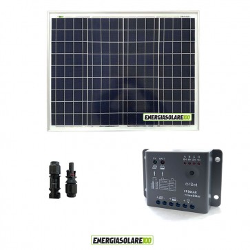 Kit Solare Fotovoltaico 50W 12V Regolatore PWM 5A Epsolar Camper Casa Nautica Illuminazione