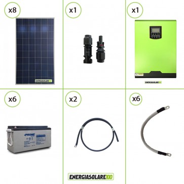Impianto solare fotovoltaico 2.2KW 24V pannello policristallino Inverter ibrido Edison 24V 3KW MPPT 80A batteria AGM 150Ah 