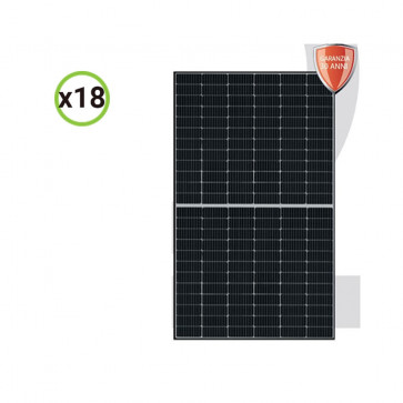 Set 18 pannelli solari fotovoltaici 410W 24V monocristallini alta efficienza cornice nera cella PERC del tipo half-cut