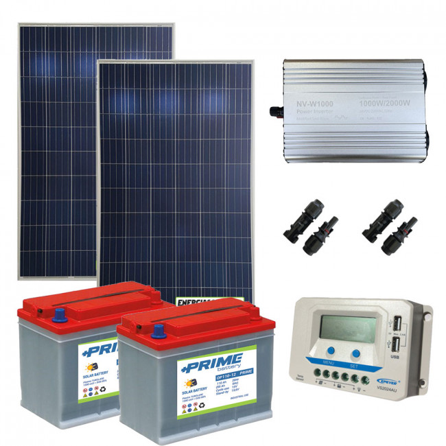Kit baita pannello solare 560W 24V inverter onda modificata 1000W 24V 2  batterie 110Ah regolatore EPsolar EPEVER