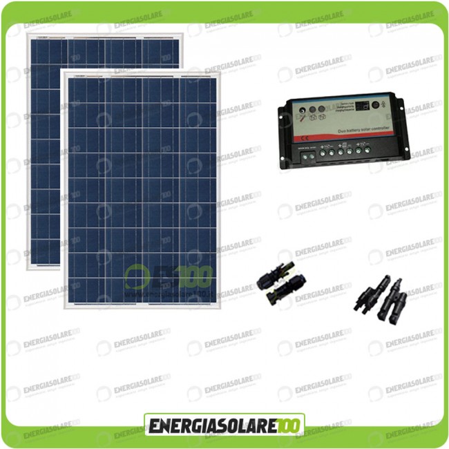 Kit Solare Camper 200W 12V regolatore di carica doppia batteria