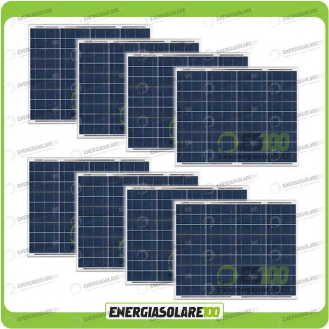 Set 10 Pannelli Solari Fotovoltaici 50W 12V multiuso Pmax 500W Baita Barca