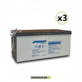 Set 3 Batterie AGM Ermetiche "Prime" da 12V 200Ah Deep Cycle Veicoli Elettrici Impianti Solari  