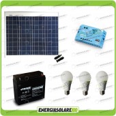 Kit Solare Fotovoltaico Campeggio Scout 50W 12V 12Ah Cellulare Luce LED 7W Stereo