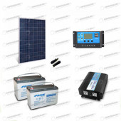 Kit baita pannello solare 250W 24V inverter onda pura 1000W 2 batterie AGM 100Ah regolatore NVsolar