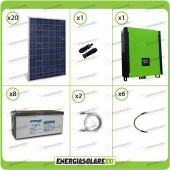 Kit solare fotovoltaico 5.4KW Inverter onda pura Infinity 5000W 48V regolatore MPPT 10Kw 900Vdc Batterie AGM 