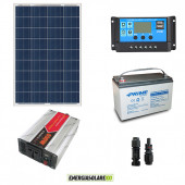 Kit baita pannello solare 100W 12V inverter onda modificata 600W batteria AGM 100Ah