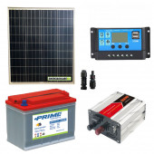 Kit baita pannello solare 80W 12V inverter onda modificata 300W batteria AGM 100Ah 