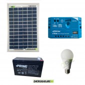 Kit illuminazione solare 10W EJ per 5 ore per stalle o baite con una lampada 7W 12V