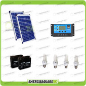Kit solare illuminazione stalla, casa di campagna 40W 24V 4 lampade fluorescenti 7W 5 ore al giorno regolatore di carica NV
