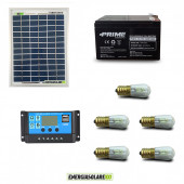 Kit Solare Votivo 10W 12V 5 lampada LED 0.3W con crepuscolare funzione Tramonto/Alba