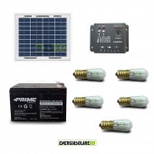 Kit Solare Votivo fotovoltaico 20W 12V 5 lampada LED 0.3W sempre accesa 24h al giorno 