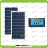 Kit Solare Fotovoltaico 60W 24V di Protezione Batterie Inverno Baita Rifugio di Montagna